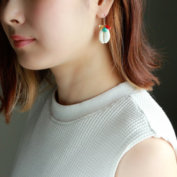 14kgf- turquoise and coral shell 耳針 第4張的照片
