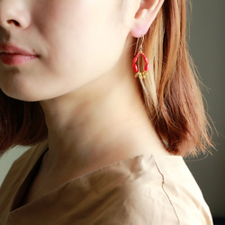 14kgf-petit red coral ピアス(イヤリング可) 3枚目の画像