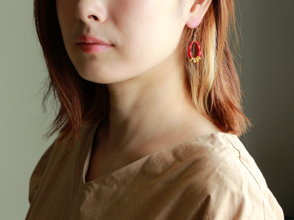 14kgf-petit red coral ピアス(イヤリング可) 4枚目の画像