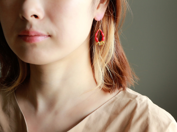 14kgf-petit red coral ピアス(イヤリング可) 8枚目の画像