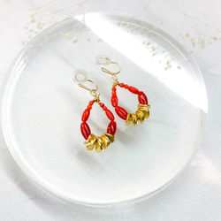 14kgf-petit red coral ピアス(イヤリング可) 9枚目の画像