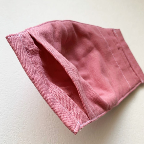 日本製コットン　Wガーゼ　マスク　大人ピンク　専用フィルターポケット付き　 3枚目の画像