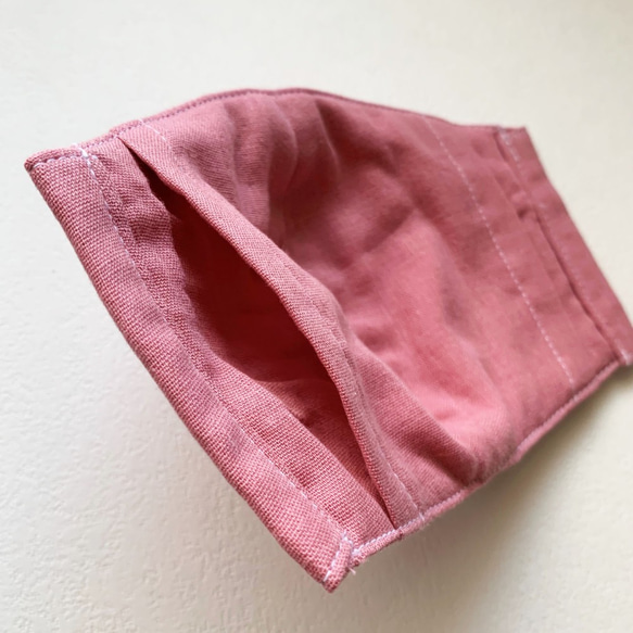【大きいサイズ】日本製コットン　Wガーゼ　マスク　大人ピンク　専用フィルターポケット付き　 3枚目の画像