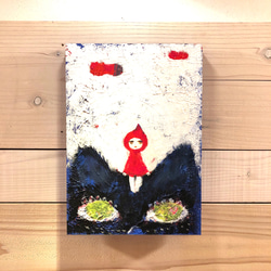 [red hood, cat] #原画 #抽象 #アート #猫 #ほっこり #赤ずきん #癒し #芸術の秋 2枚目の画像