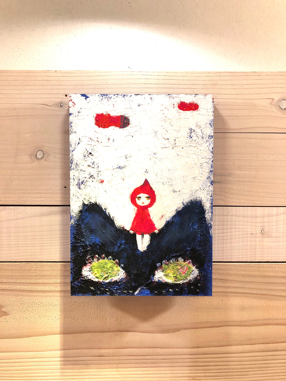 [red hood, cat] #原画 #抽象 #アート #猫 #ほっこり #赤ずきん #癒し #芸術の秋 2枚目の画像