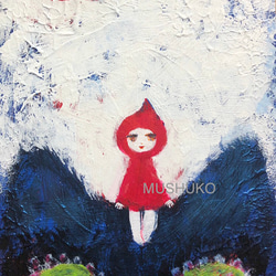 [red hood, cat] #原画 #抽象 #アート #猫 #ほっこり #赤ずきん #癒し #芸術の秋 3枚目の画像