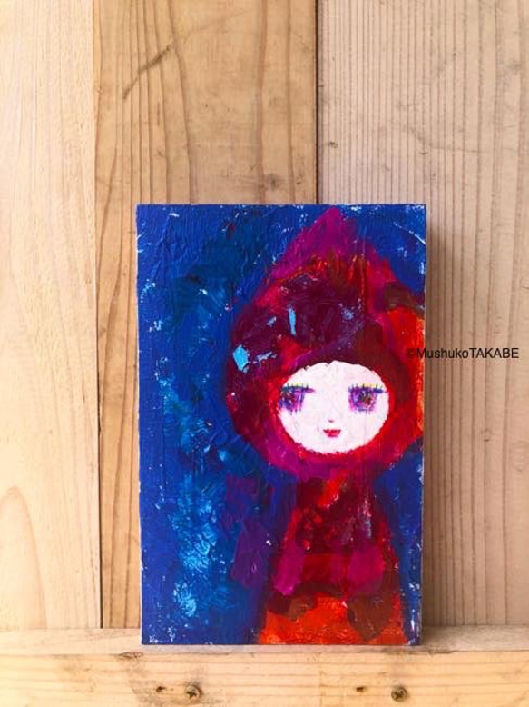 [red hood blue] #原画 #抽象 #ミニアート #赤ずきん #癒し #芸術の秋 #もの想い 1枚目の画像