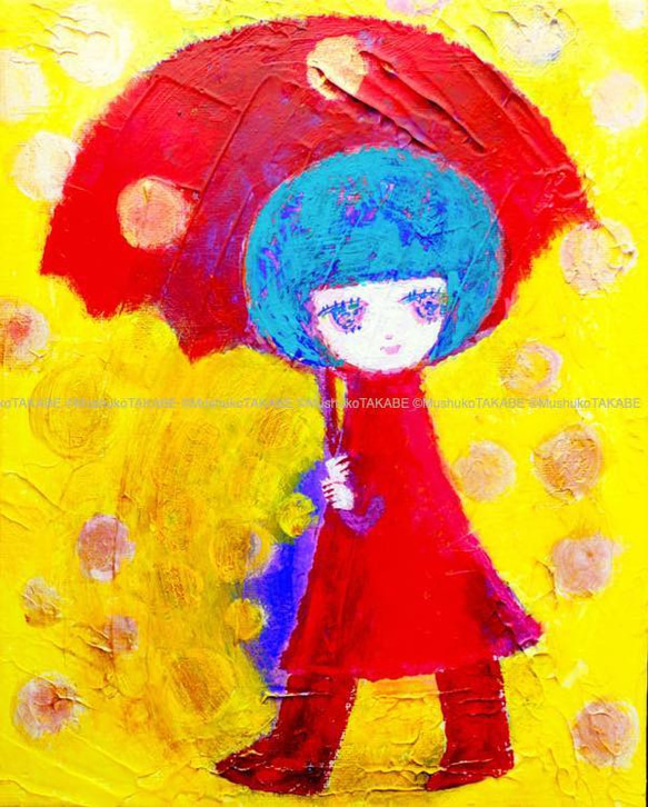 [happy, rainny day] #原画 #アート #絵画 #イラスト #肖像画 #幸せの雨の日 3枚目の画像