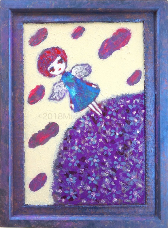 SOLD Angel in purple :reconstruction #天使 #原画 #一点物 #アート 1枚目の画像
