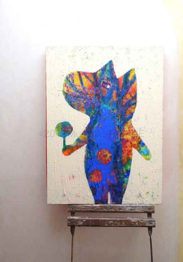 賣了一個有花的精靈#original picture #one-of-a-kind #modern art #animal #b 第1張的照片