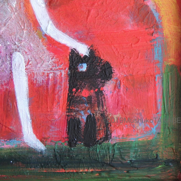 〈黒犬は夢を見ている〉原画 #一点物 #黒い犬 #女の子 #夢 #赤い椅子 #部屋 #アート#エネルギー#愛 #癒し 6枚目の画像