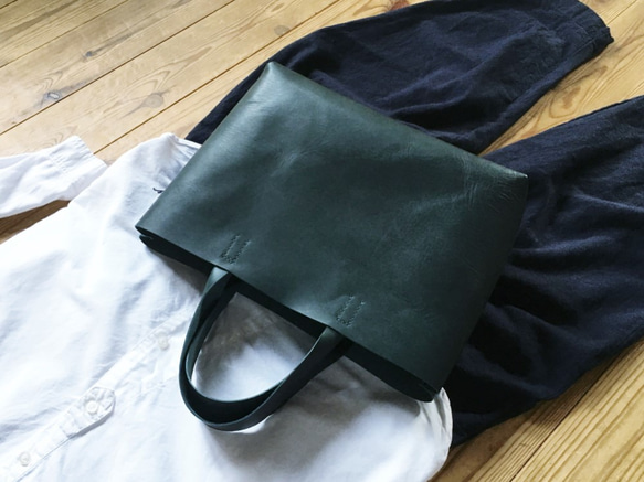 【受注製作品】『liscio』革袋  green M2 5枚目の画像