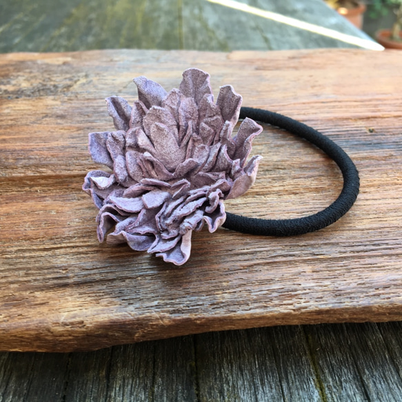 革花のヘアゴム Lサイズ  薄紫 3枚目の画像