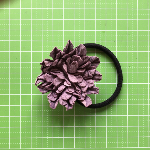 革花のヘアゴム Lサイズ  薄紫 6枚目の画像