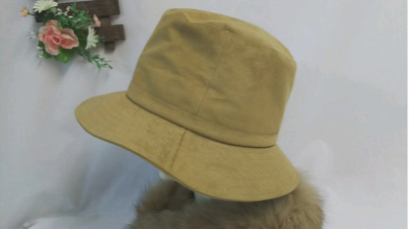 エクセーヌ素材✨バケットハットレディース 婦人帽子   M  おしゃれなキャメル色 1枚目の画像