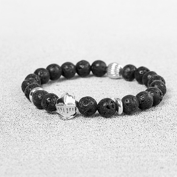 騎士骷顱礦石串珠手環 Solo The skeleton knight Natural Beaded Bracelet 第3張的照片