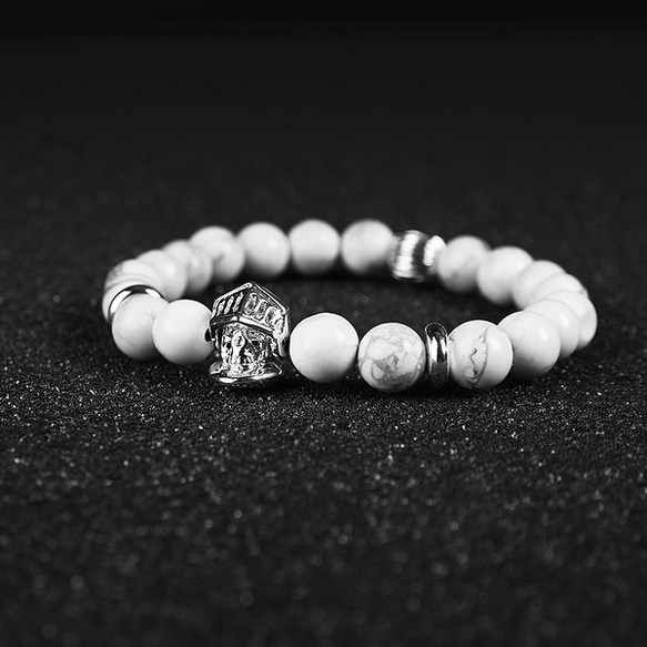 騎士骷顱礦石串珠手環 Solo The skeleton knight Natural Beaded Bracelet 第2張的照片