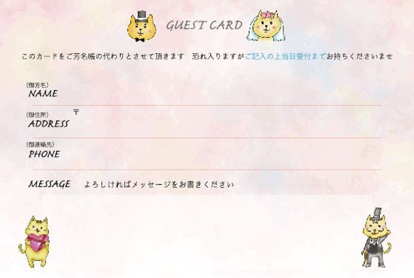 ネコのゲストカード　20枚1000円 2枚目の画像