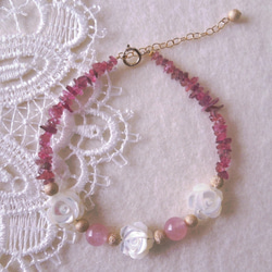 淡水パールと桜の花びらのブレスレット ブレスレット ちくわ