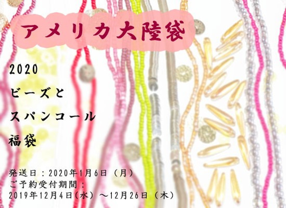 【アメリカ大陸袋】2020ビーズとスパンコール福袋 発送日2020年1月6日(月),予約販売,Creema限定,説明参照 1枚目の画像