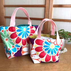 く日はお得♪ ハンドメイド リメイク着物バッグ 親子トートバッグ エコバッグ トートバッグ