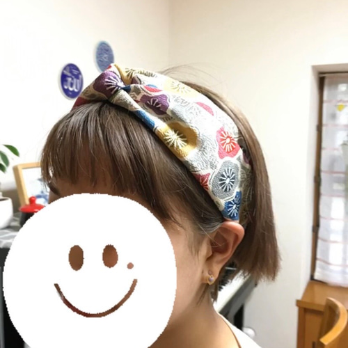 ハンドメイド着物リメイク ヘアーバンド(ターバン)小紋着物 ヘア
