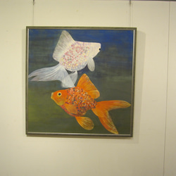 金魚遊泳紅白図　日本画 3枚目の画像