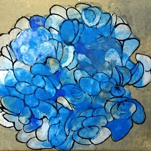アジサイの絵画（日本画） 日本画】佐藤宏三画伯 「紫陽花図」