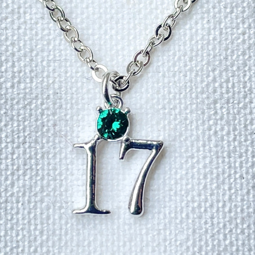 ナンバーネックレス 数字「17」 (石→誕生月)(数字→誕生日 