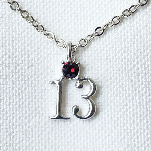 ナンバーネックレス 数字「13」 (石→誕生月)(数字→誕生日 