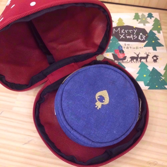 layoo 來喲│聖誕禮物 耶誕老人防水提袋+[口袋包]三用 卡夾 零錢包 鑰匙圈-水洗藍 第3張的照片