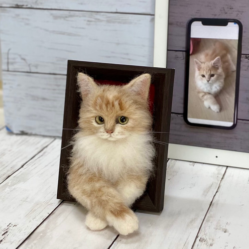 羊毛フェルト 羊毛フェルトオーダー うちの子フレーム 羊毛フェルト犬