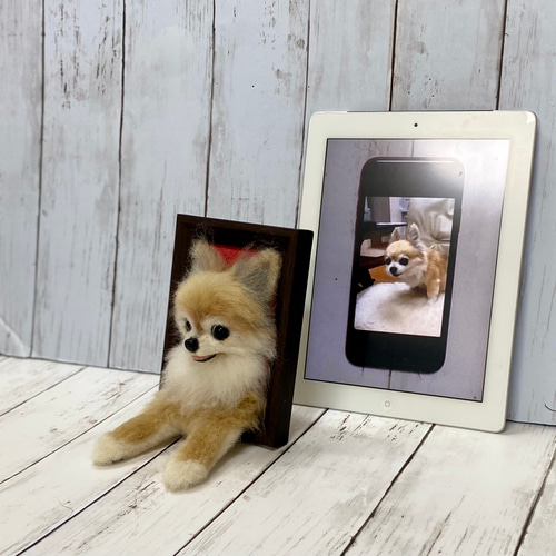 羊毛フェルト 羊毛フェルトオーダー うちの子フレーム 羊毛フェルト犬