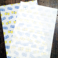 Pata-Pata蝶々 レターセット（黄色×青） 4枚目の画像