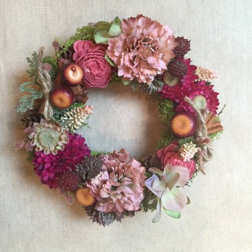 ラズベリーカラーminiリース リース torico 通販｜Creema(クリーマ  