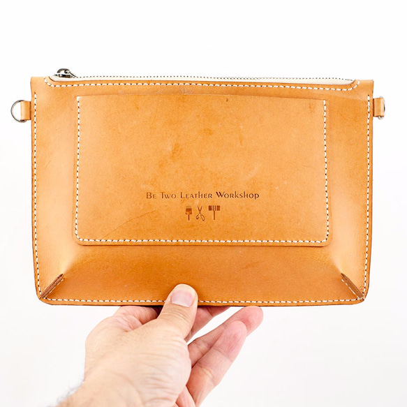 手作り革製品2点︱植物性なめし革手作りサイドバックパック本革バッグ 6枚目の画像