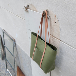 BeTwo手作り革製品︱抹茶グリーン手作りトートバッグショルダーバッグハンドバッグ無料カスタムエンボスレザー手縫い 3枚目の画像