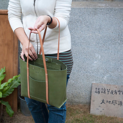 BeTwo手作り革製品︱抹茶グリーン手作りトートバッグショルダーバッグハンドバッグ無料カスタムエンボスレザー手縫い 6枚目の画像