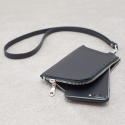 2つの手作りの革製品である︱無料のカスタムメイドのネックハンギング携帯電話のホルスターハンギングネックスリングジッパーレザーip 5枚目の画像