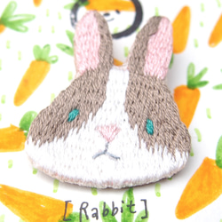 ◭小動物頭刺繡胸針◮ 兔子 Rabbit 第1張的照片