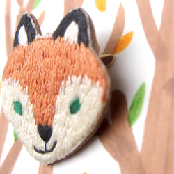 ◭小動物頭刺繡胸針◮ 狐狸 Fox 第2張的照片