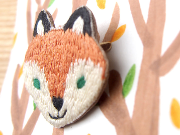 ◭小動物頭刺繡胸針◮ 狐狸 Fox 第2張的照片