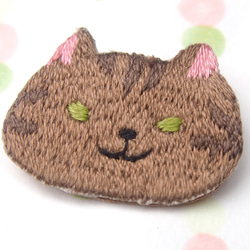 ◭小動物頭刺繡胸針◮ 虎斑貓Taddy cat 第1張的照片