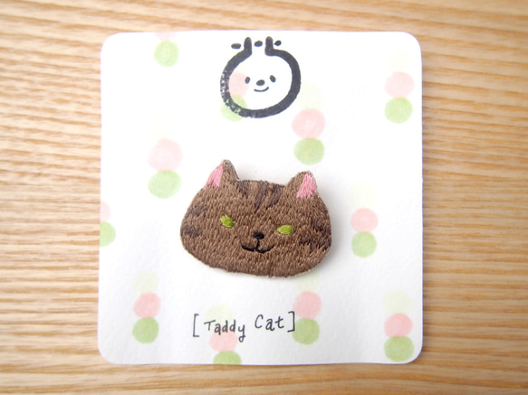 ◭小動物頭刺繡胸針◮ 虎斑貓Taddy cat 第3張的照片