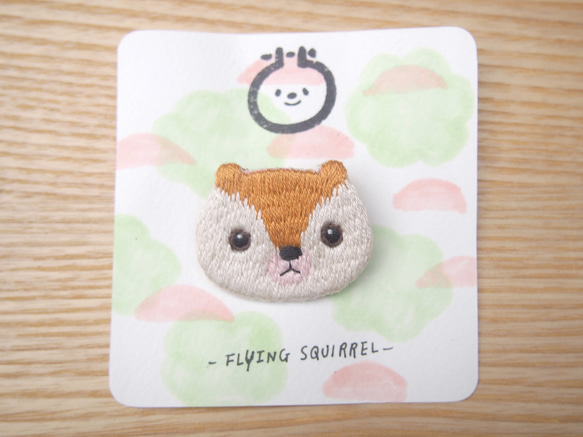 ◭小動物頭刺繡胸針◮ 鼯鼠 Flying squirrel 第3張的照片