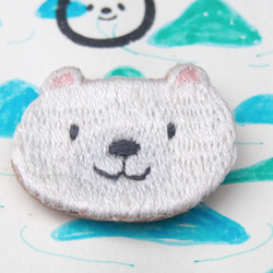 ◭小動物頭刺繡胸針◮ 北極熊 Polar bear 第1張的照片