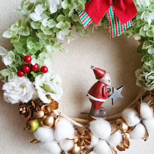 星に願いを～【再販】サンタクロースのクリスマスリース【サンタさん