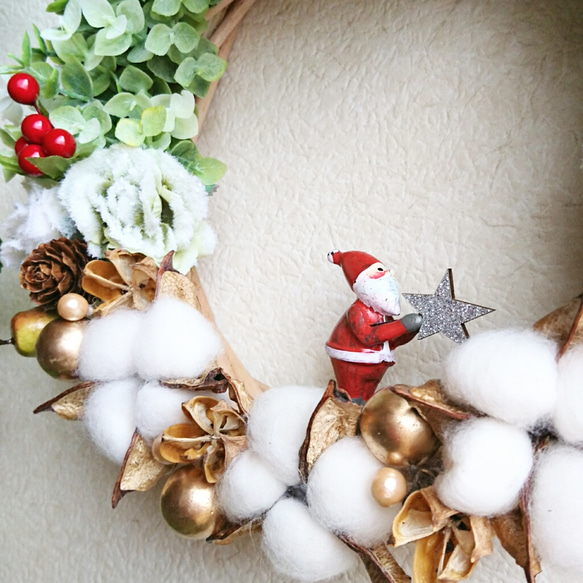 【M様専用】
星に願いを～【再販】サンタクロースのクリスマスリース 4枚目の画像