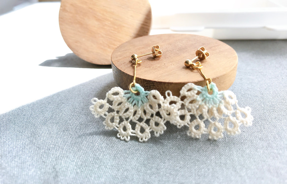 fan flowers -扇- ピアス/イヤリング タティングレース 揺れる 夏 海