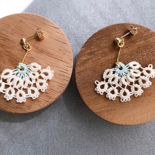 fan flowers -扇- ピアス/イヤリング タティングレース 揺れる